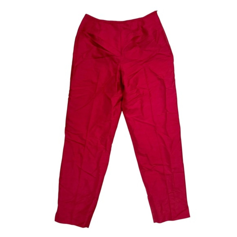 Vintage Talbots 100% Pure Silk Red Pants‎ Women's Size 10 Lined Straight Leg
